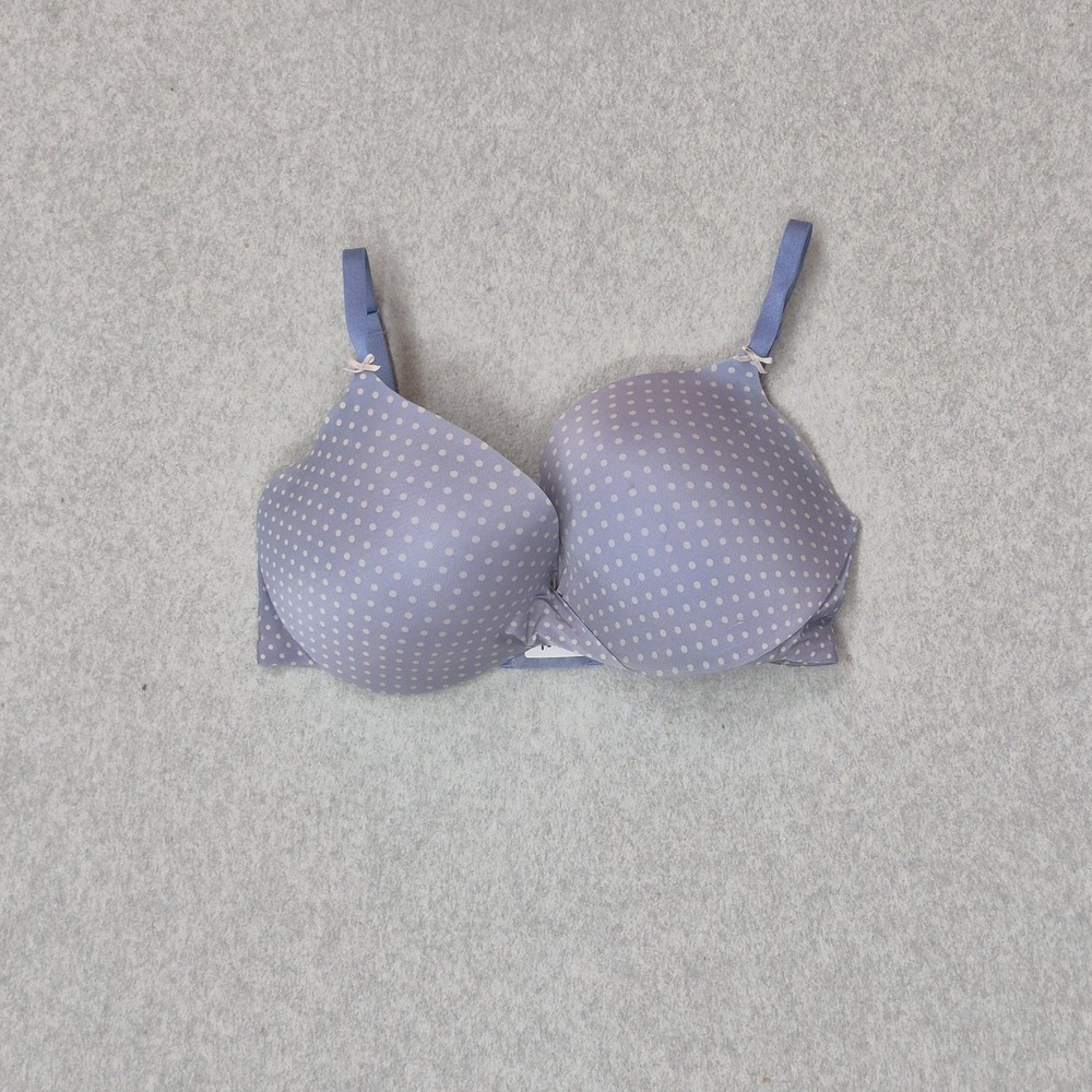 Victoria's Secret Women Bra 34DD Purple Polka Dot Plunge T Shirt Underwired